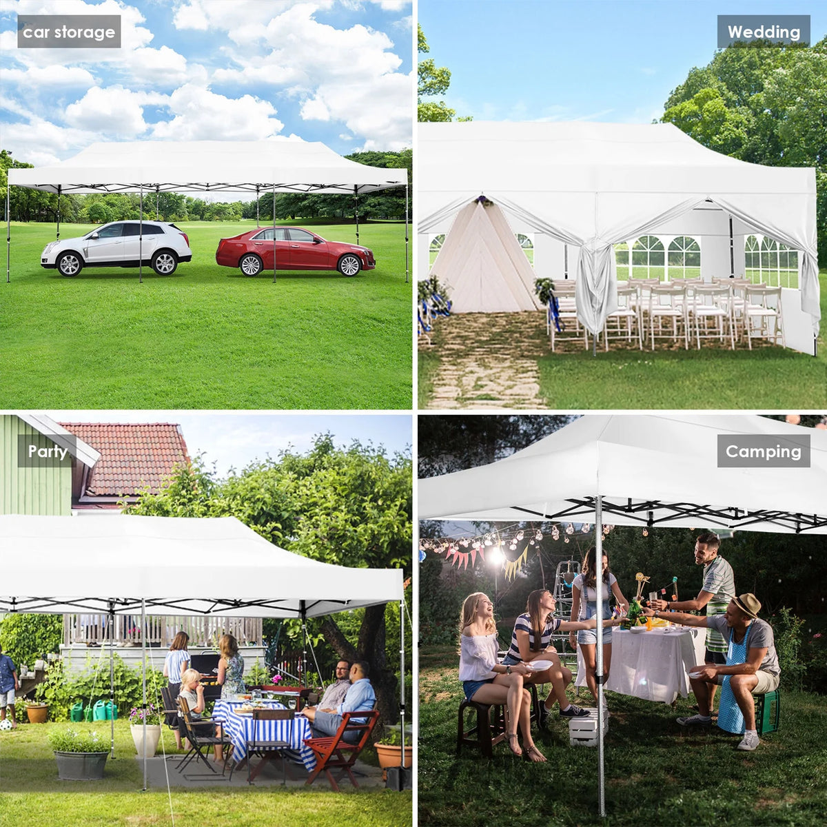 COBIZI 10x20 Heavy Duty Pop up Canopy Tent with 6 sidewalls Easy Up Commercial Outdoor Canopy Wedding Party Tent for Beach All Season Wind & Waterproof Gazebo with Roller Bag,Black(Frame Thickened)