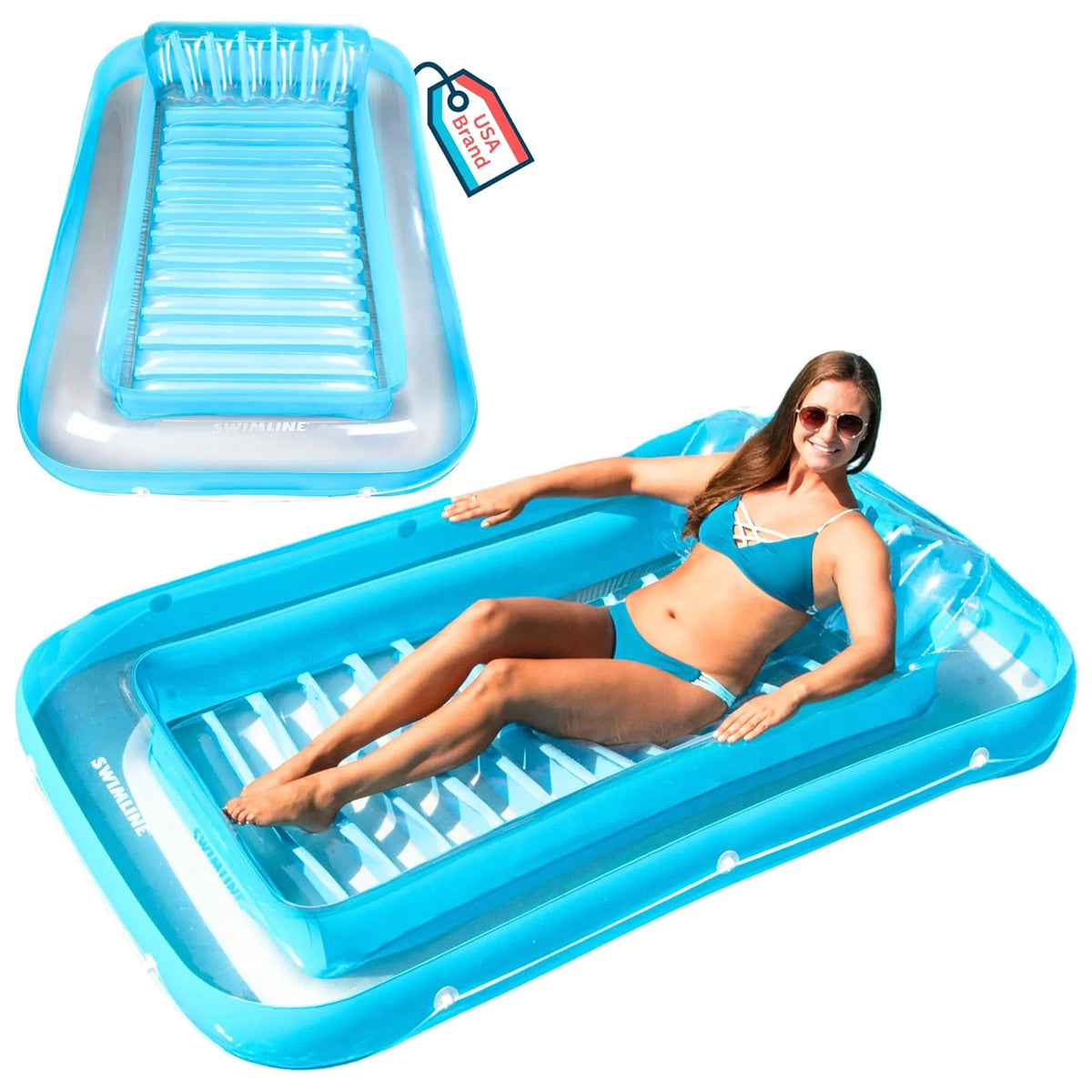 Swimline Original Suntan Tub Relaxing Water Lounge Float, Blue (3 Pack)
