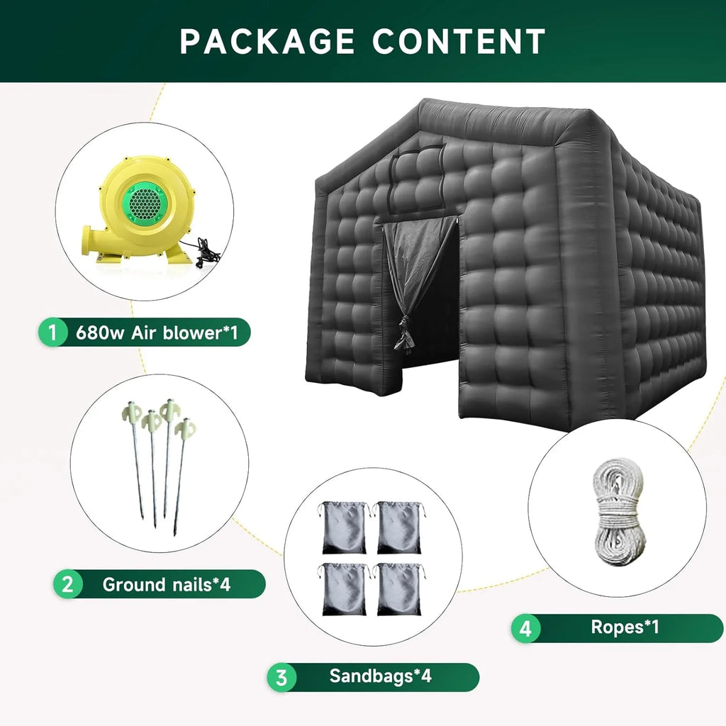 Connsann Inflatable Nightclub Tent with Blower, Oxford Cloth, for Outdoor Party, Club, and Entertainment Use (No LED Lights)