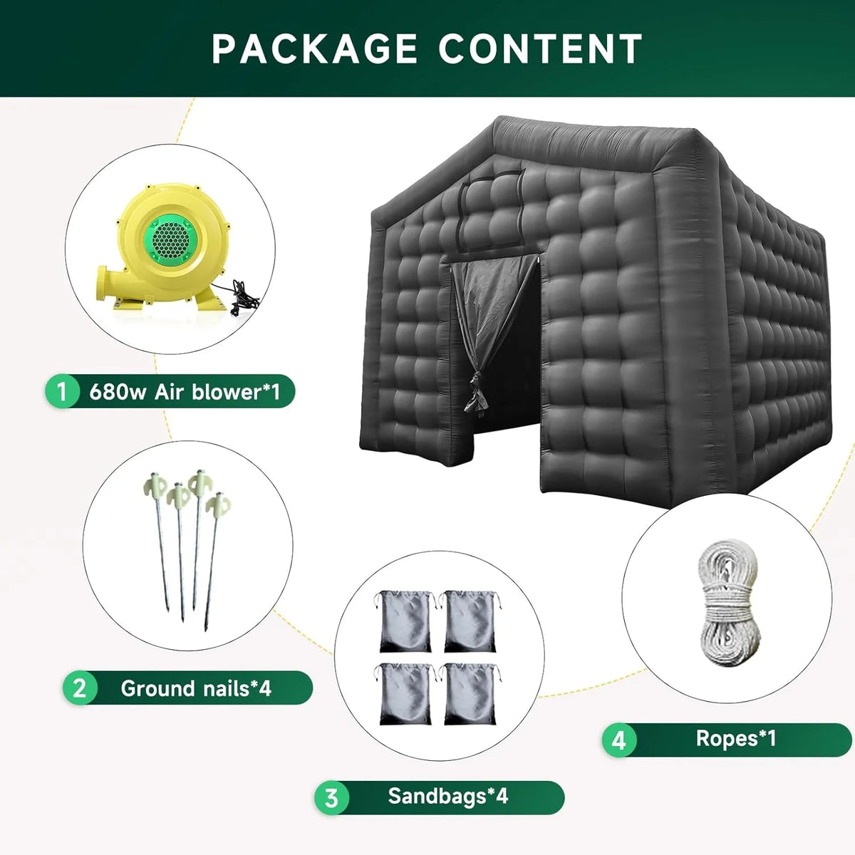 Connsann Inflatable Nightclub Tent with Blower, Oxford Cloth, for Outdoor Party, Club, and Entertainment Use (No LED Lights)