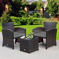 Costway 3PCS Patio Rattan Wicker Furniture Cushion Sofa Coffee Table Gray