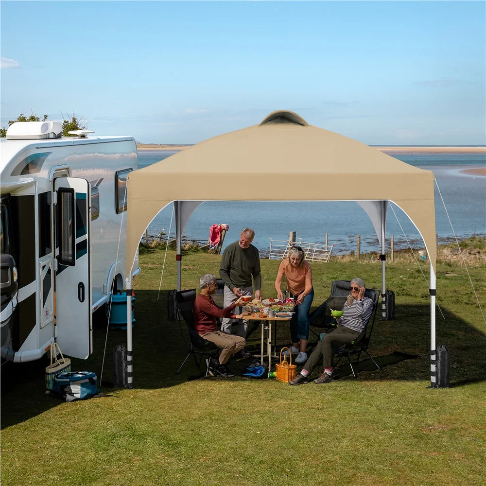 Topeakmart 8x8ft Pop Up Canopy Tent with Adjustable Height and Roller Bag, White