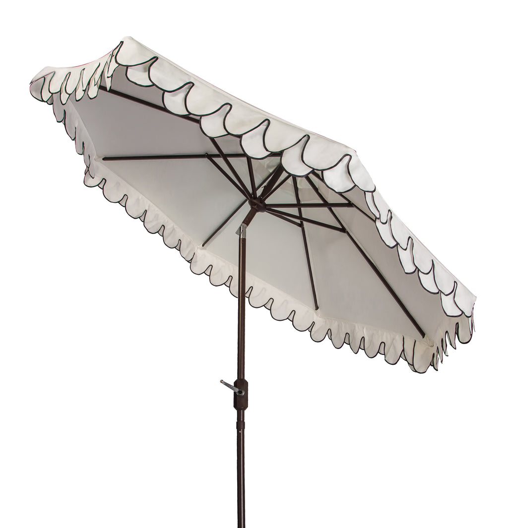 SAFAVIEH Outdoor Collection Elegant Valance 9-Foot Tilt Umbrella Navy / White