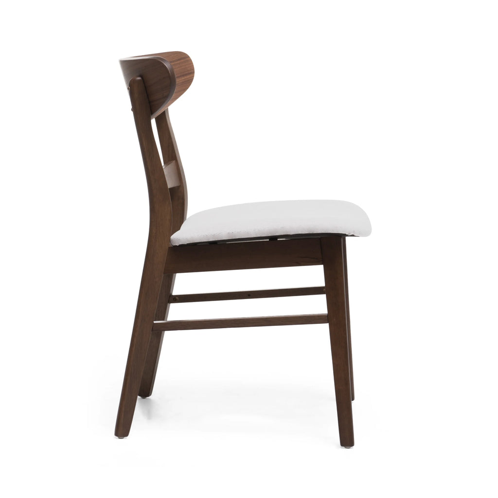 GDFSTUDIO Mid Century Modern Fabric Upholstered Rubberwood Dining Chairs, Set of 2, Dark Gray and Walnut