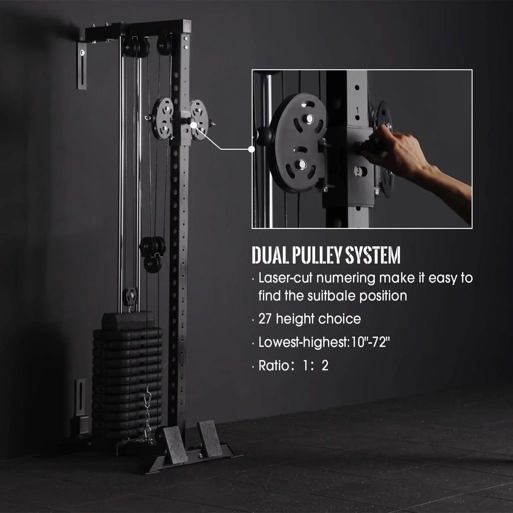 Mikolo Cable Crossover Machine Home Gym, Wall Mount Cable Station with 200LBS Weight Stack,Lat Pull Down Machine with 27 Positions Dual Pulley System