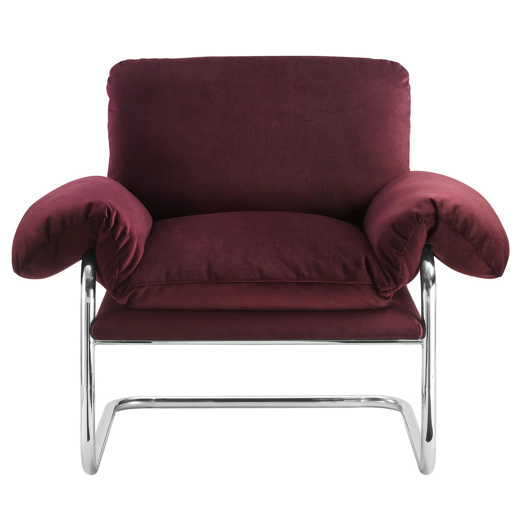 Accent Chair, Brown, Velvet, Living Room Lounge Cafe Lobby Hospitality Restaurant, Modern Contemporary, HB37765