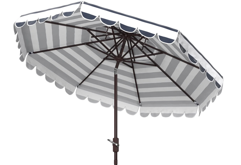 Safavieh Vienna 9' Market Crank Double Top Patio Umbrella, Grey/White