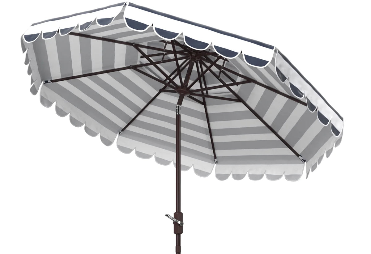 Safavieh Vienna 9' Market Crank Double Top Patio Umbrella, Grey/White