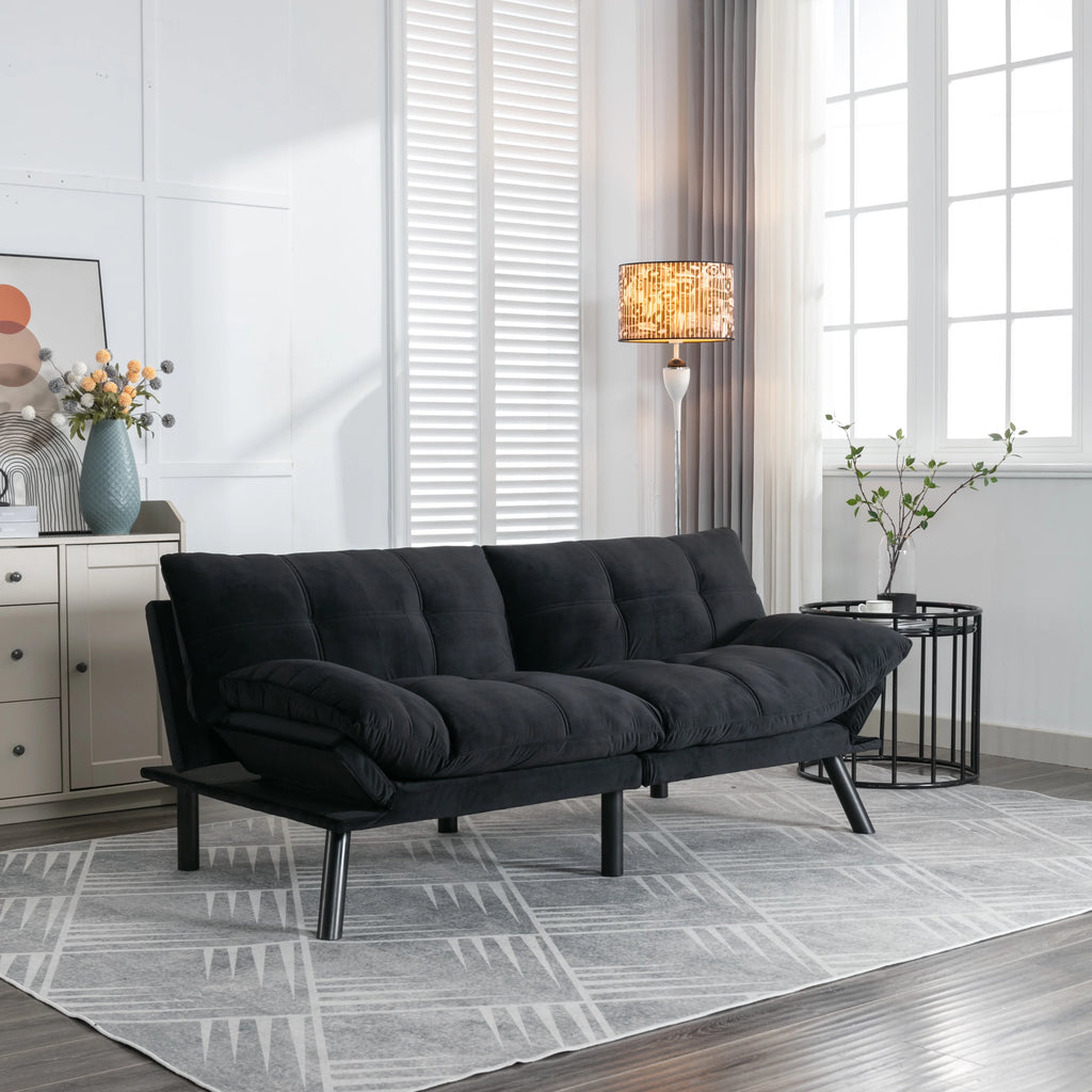 PAPROOS Convertible Sofa Bed, Folding Futon Sofa Bed, Upholstered Sofa Bed Couch, Loveseat Sleeper Sofa for Small Space, Apartment, Living Room, Cream