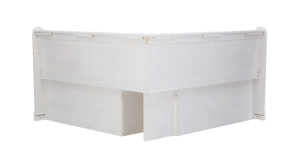 Linon Tobin Casual Wood Corner Dining Breakfast Nook Bench with Storage, White