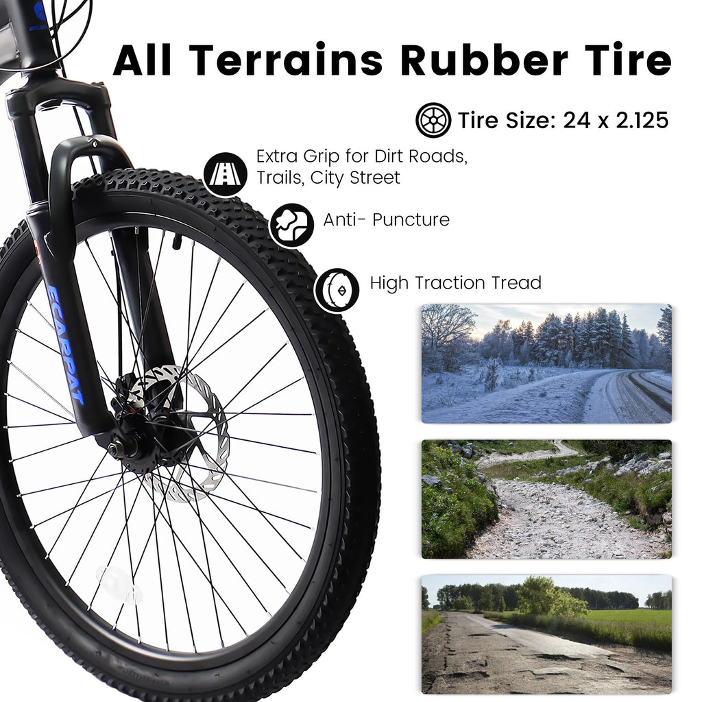Outdoor Bike A2660 26 Inch Mountain Bike, 21-Speed Disc Brakes, Durable Frame, Front, Rear Dual-Shock Absorption, Unisex for Commuting, Travel, School, Mountain and City Road Cycling,Mountain Bike fo
