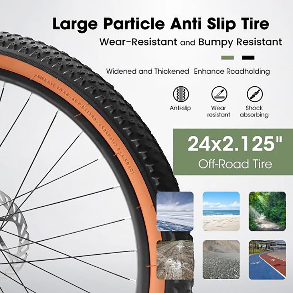 24 Inch Mountain Bike for Teenagers, High Carbon Steel Frame, Dual Full Suspension Mountain Bike, Mountain Tire, 21 Speed Mens Womens Outdoor Cycling, Birthday Gifts