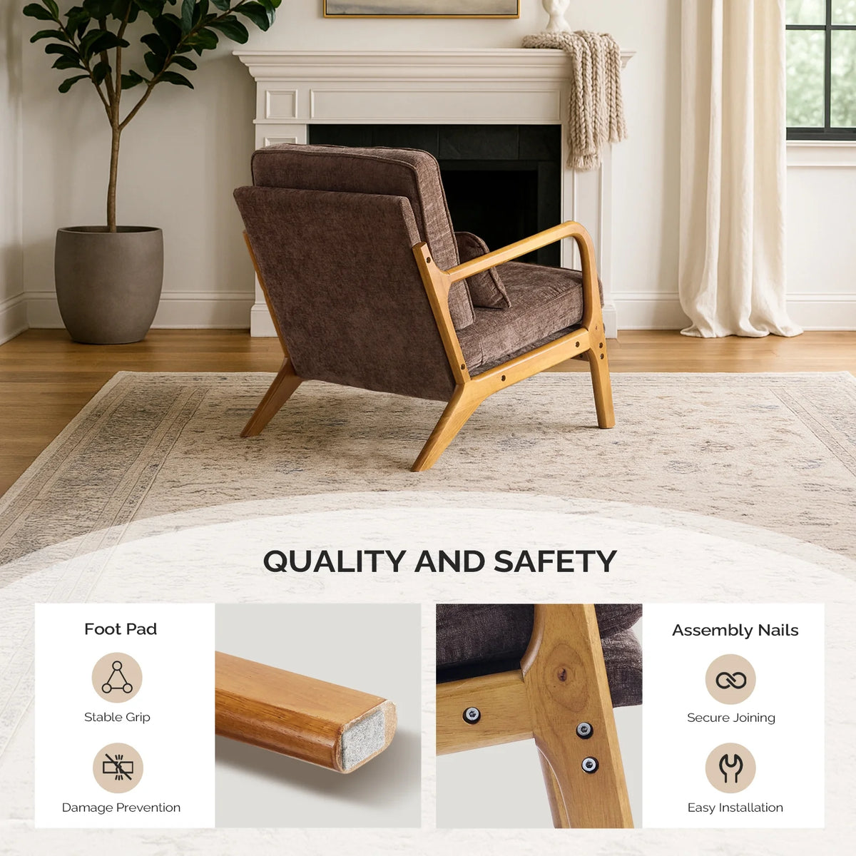 Ktaxon Accent Chair Corduroy Upholstered Armchair, Reading Club Chair with Pillow and Solid Wood Frame for Living Room Bedroom Furniture Off White