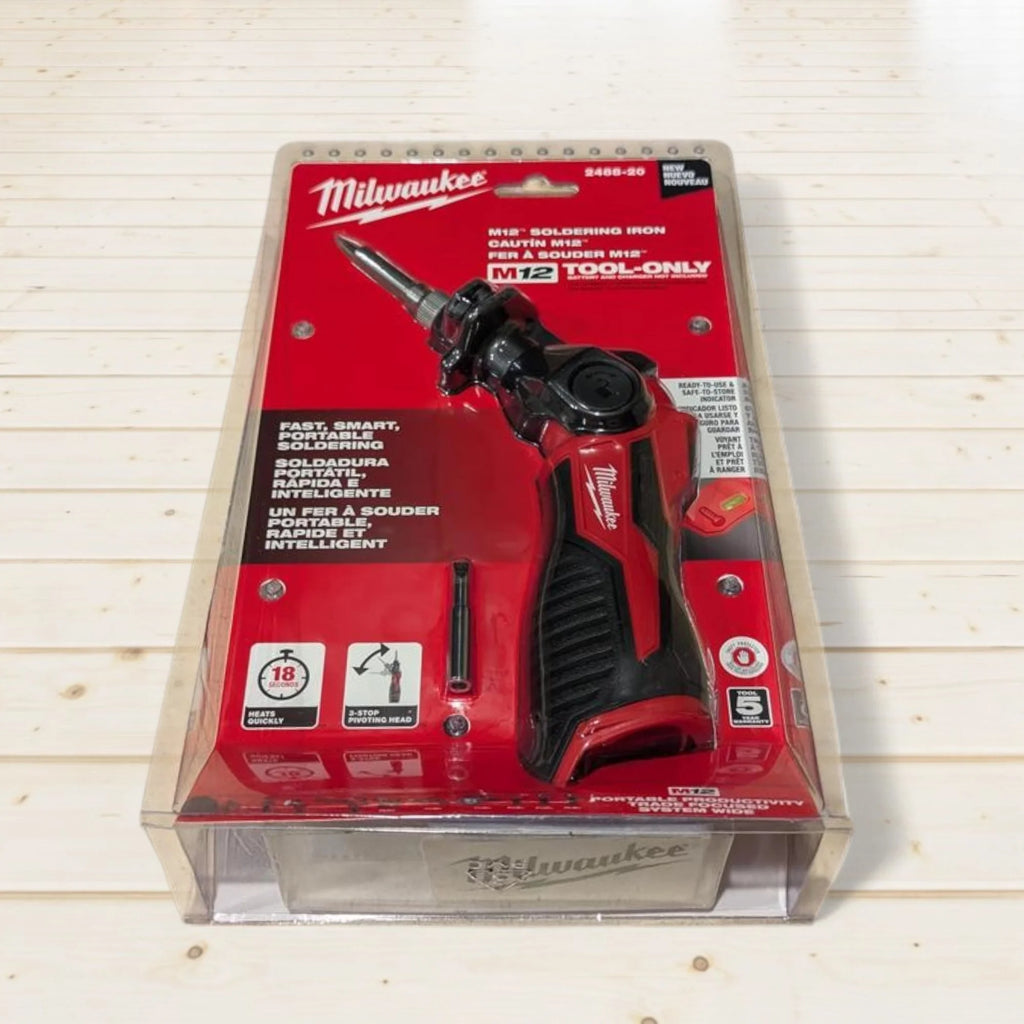 Milwaukee 2488-20 M12 Cordless Soldering Iron Heats in 18 Seconds, Pivoting Head, REDLINK Indicator (Bare Tool)