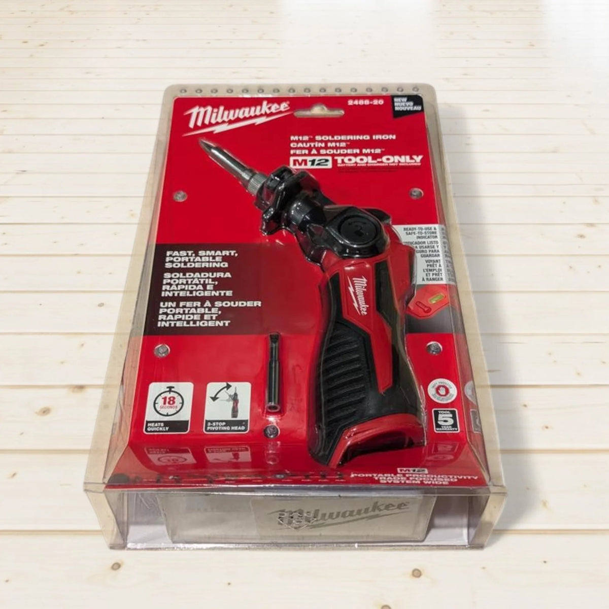 Milwaukee 2488-20 M12 Cordless Soldering Iron Heats in 18 Seconds, Pivoting Head, REDLINK Indicator (Bare Tool)