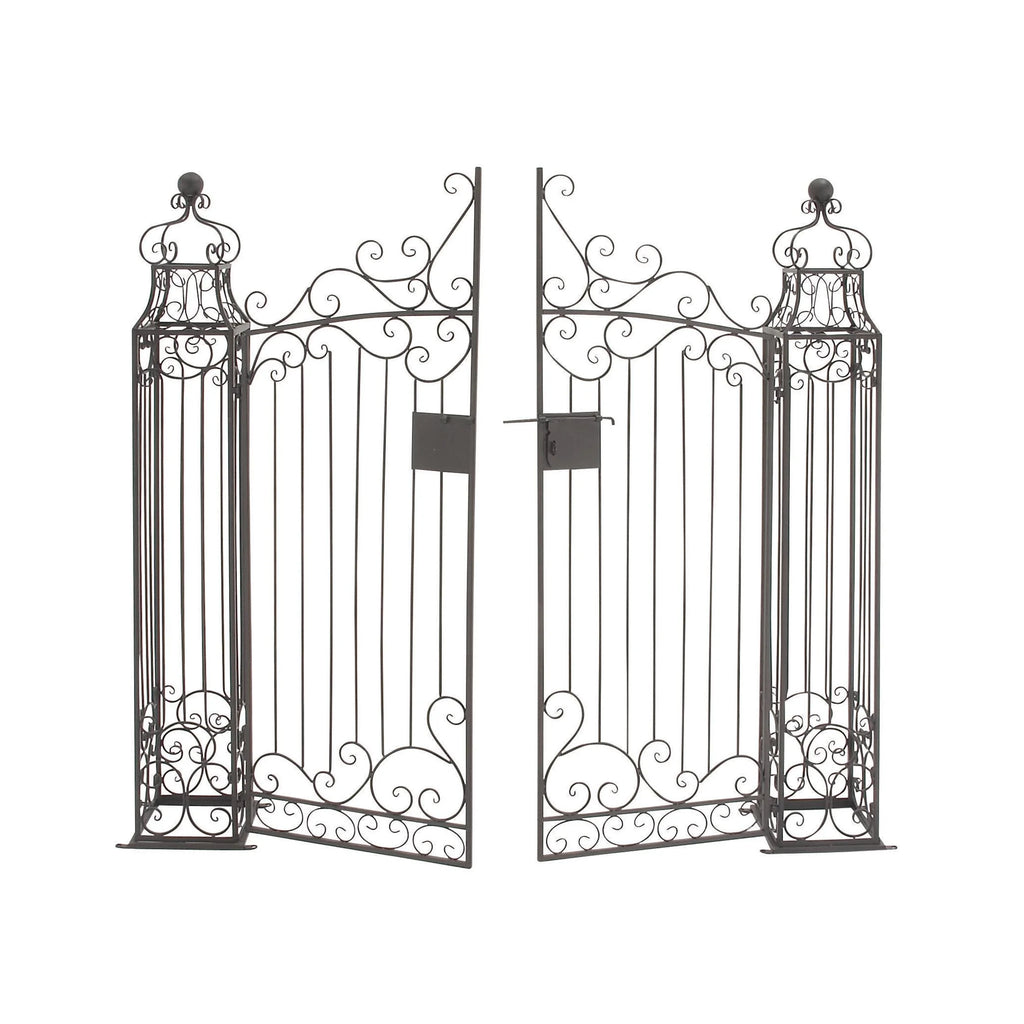 DecMode Traditional Metal Arch with Botanical Design Garden Arbors with Latch Lock Closure, 78"W x 94"H