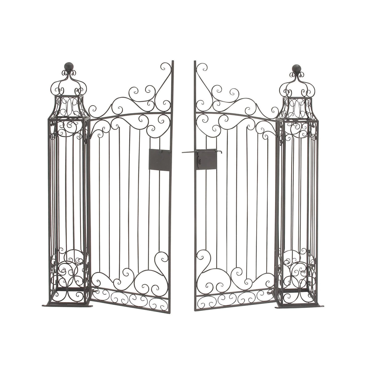 DecMode Traditional Metal Arch with Botanical Design Garden Arbors with Latch Lock Closure, 78"W x 94"H