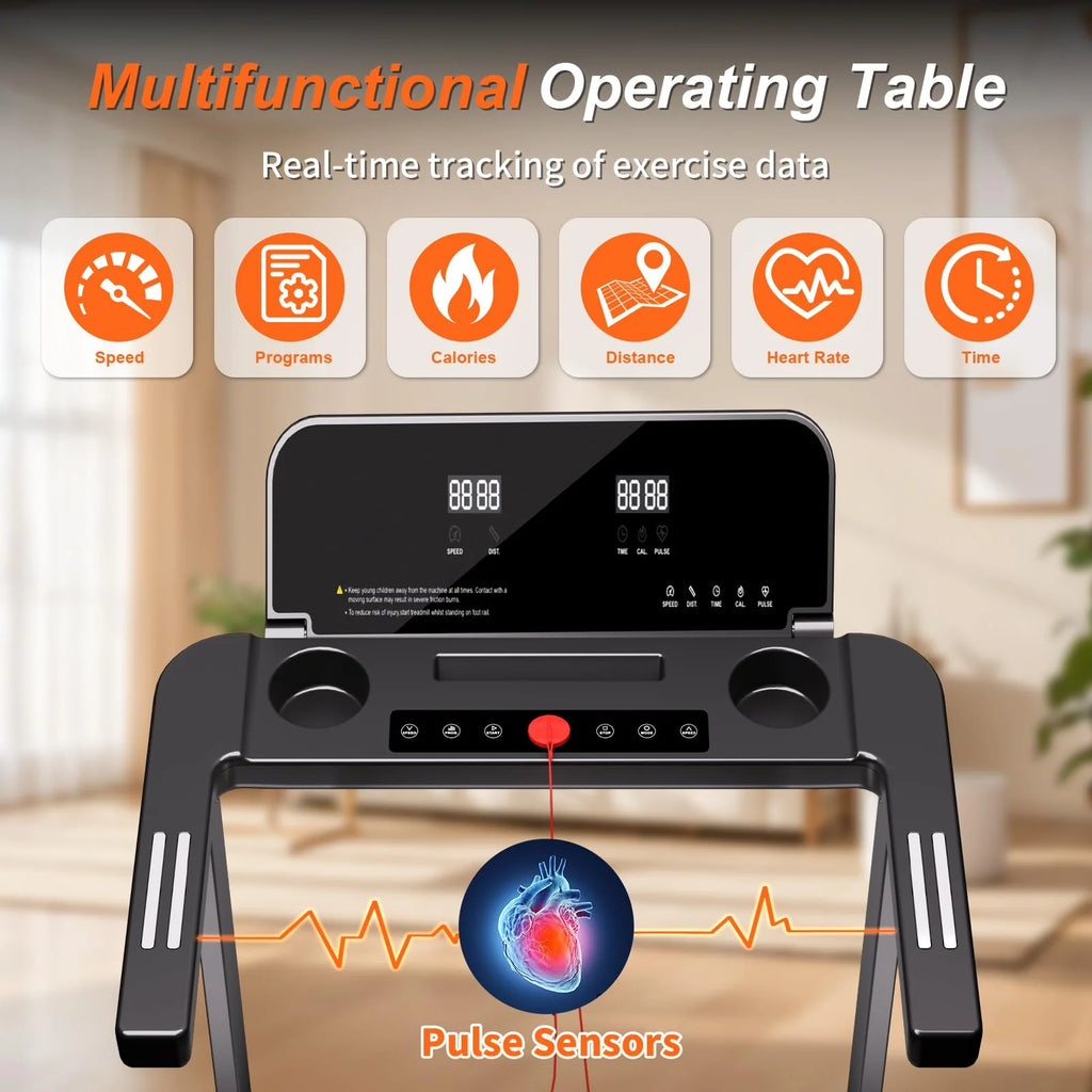 [TREADMILL CLEARANCE] FYC 2.5HP Folding Treadmill with Adjustable Height Desk & Incline - Compact Electric Treadmill Bluetooth Speaker for Running Walking Foldable Portable  (Silver)