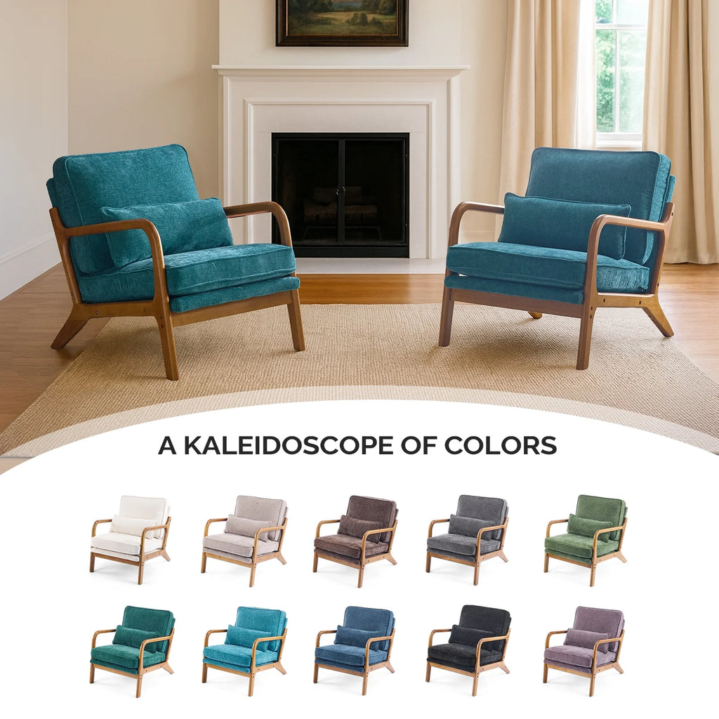 Ktaxon Accent Chair Corduroy Upholstered Armchair, Reading Club Chair with Pillow and Solid Wood Frame for Living Room Bedroom Furniture Off White