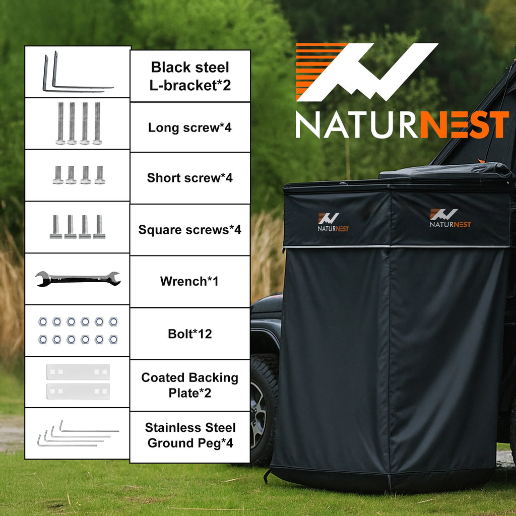 Naturnest Portable Car Camping Shower Tent Featuring a Roof and Floor Mat, Car Tents for Camping SUV, Overlanding Car Bathroom Tent Providing Privacy for Camping, Portable Shower Tent for Camping