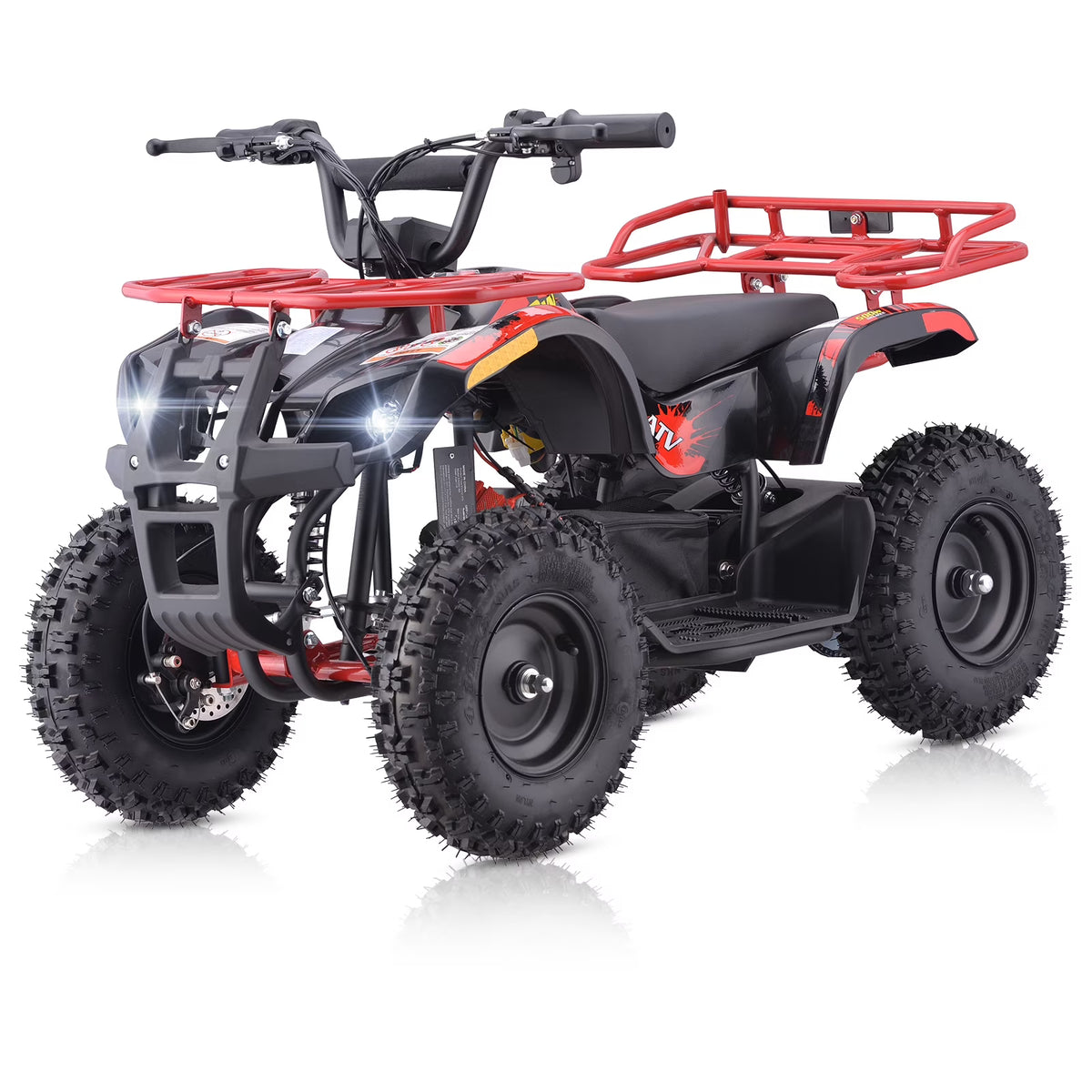 Aoemoe 500W 36V Battery-Powered Ride-On Off-Road 4-Wheeler 15 Mile Range, Flame
