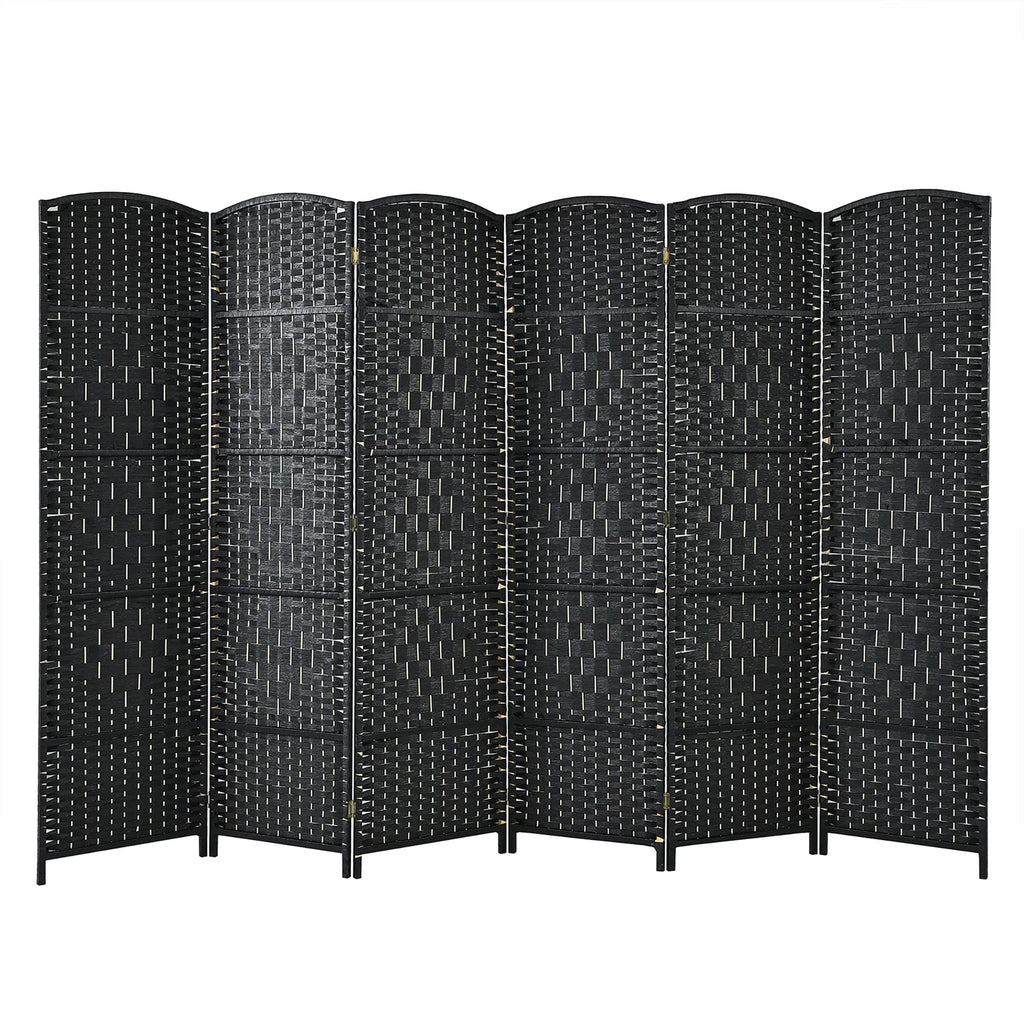 Costway 6-Panel Room Divider 6Ft Weave Fiber Folding Privacy Screen Brown
