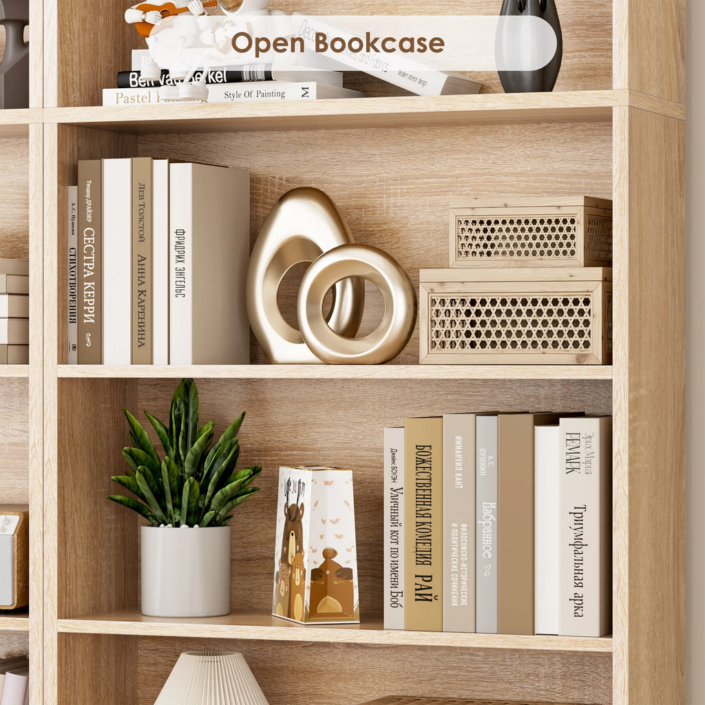 Homfa 82" Tall Bookcases, Freestanding Display Storage Shelves, 7-Tier Open Bookshelf for Home Office Living Room Bedroom, White