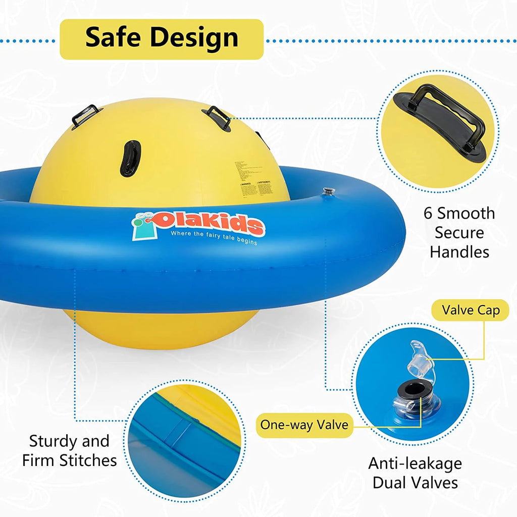 OLAKIDS 8FT Inflatable Dome Rocker Bouncer, Outdoor Kids Giant Roll and Play Seesaw Rocker with 6 Secure Handles, Max Weight 250 LBS, Toddlers Climbing Toy Backyard Play Center Equipment