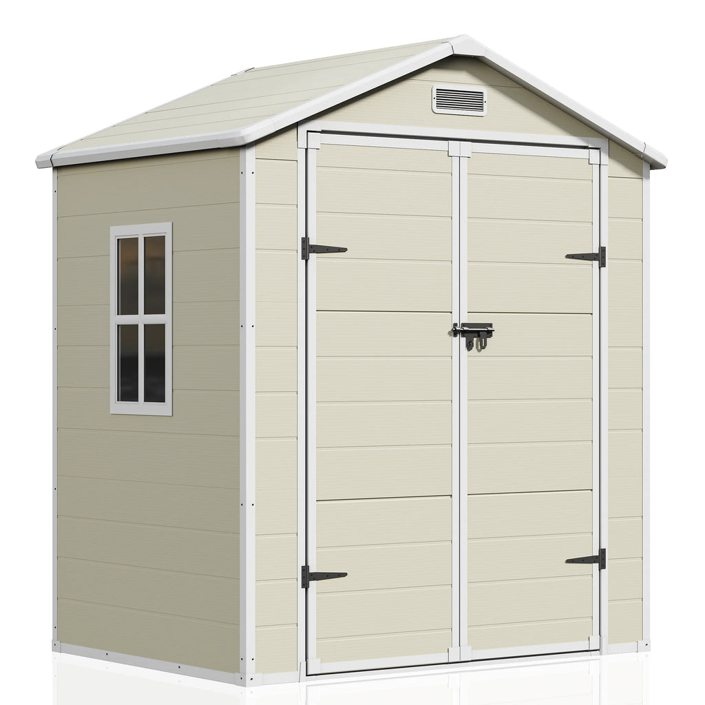 UDPATIO Outdoor Storage Shed 5x3 FT, Resin Garden Shed for Backyard, Patio, Lawn, Grey & White