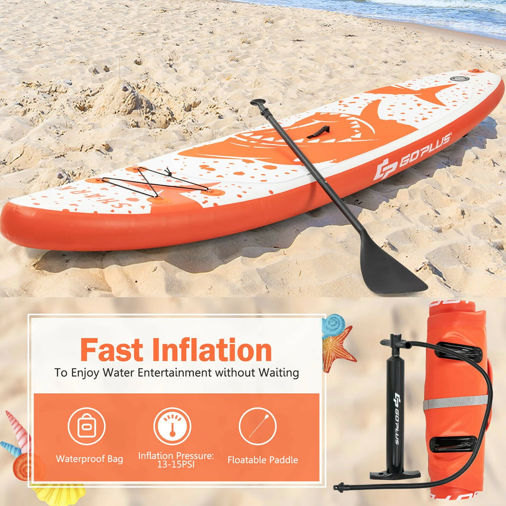 Goplus 11' Inflatable Stand Up Paddle Board with Backpack Aluminum Paddle Pump