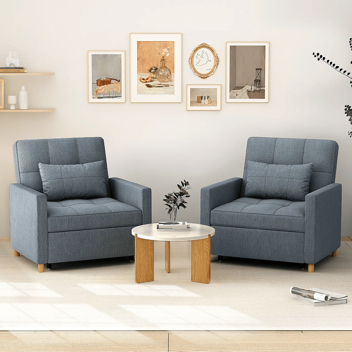 YODOLLA Sleeper Sofa Chair 3 in 1 Sleeper Chairs for Adults Pull Out Chair Bed Sleeper with Extra Pillow and Convertible Backrest Multi-Functional Fold Out Chair Bed for Small Space (Dark Grey)