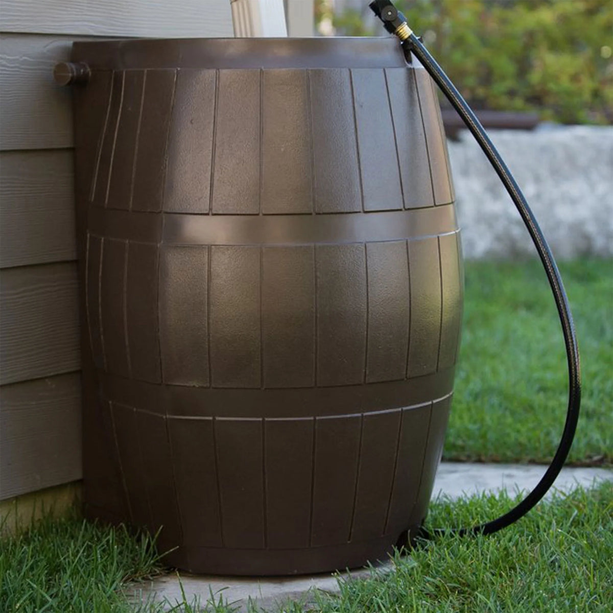 FCMP Outdoor RC4000 Raincatcher 50 Gallon Rain Catcher Barrel, Brown