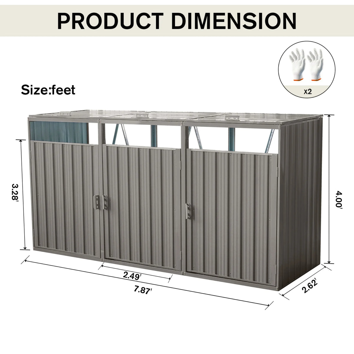 JXXRZ Metal Garbage Bin Shed for 2 Trash Cans with Lockable Doors and Lids,Galvanized Steel Garbage Bin Storage Shed for Garden Yard Lawn, Black