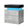 Hommpa 2 Drawer Modern Nightstand with RGB LED Light High Gloss Bedside Tables for Bedroom White