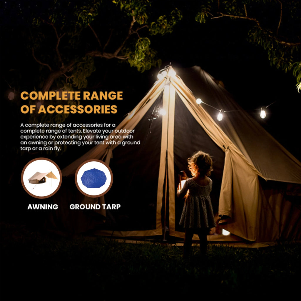(2 pack) WHITEDUCK Regatta Canvas Bell Tent w/Stove Jack, Sandstone Beige, 10', Waterproof 4-Season Camping