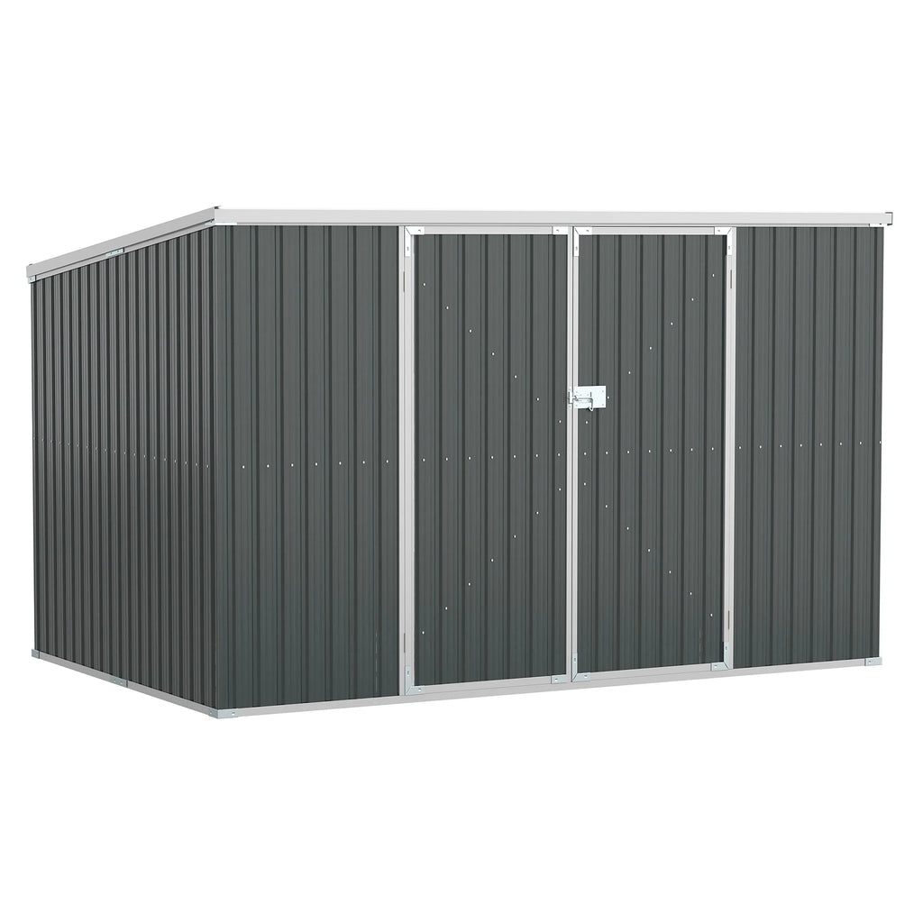 Outsunny Metal Outdoor Storage Shed with Lockable Doors, 3.3' x 3.4', Brown