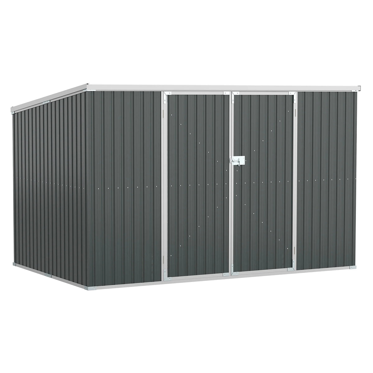 Outsunny Metal Outdoor Storage Shed with Lockable Doors, 3.3' x 3.4', Brown