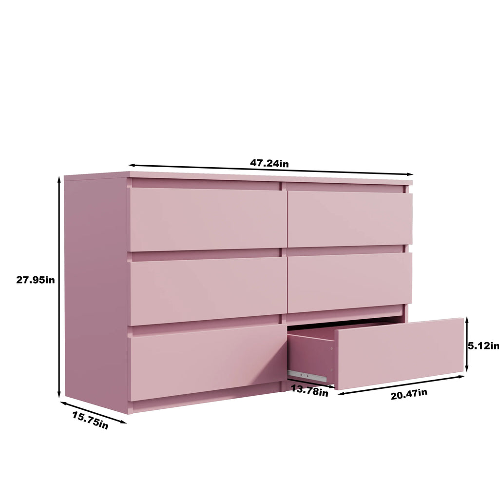 Aukfa Modern 6-Drawer Dresser Chest of Drawers Storage Cabinet for Bedroom Living Room, Green