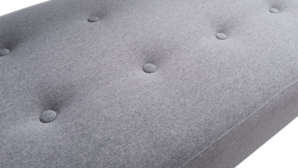 Jennifer Taylor Home Jared Roll Arm Tufted Polyester Fabric Bench, Sky Neutral Beige
