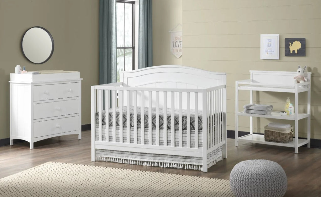 Oxford Baby North Bay 4-in-1 Convertible Crib, Snow White, GREENGUARD Gold Certified, Wooden Crib