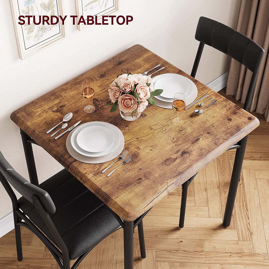 Dining Table Set for 2, Kitchen Table and Chairs for 2 with Upholstered Chairs, 3 Piece Dining Room Table Set, Square Kitchen Table Set for Small Space, Apartment, Studio