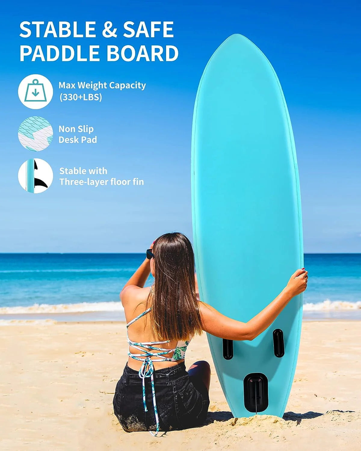Inflatable Stand up Paddle Board SUP Inflatable Paddle Board with Paddleboard Accessories Triple Action Pump Fishing Green