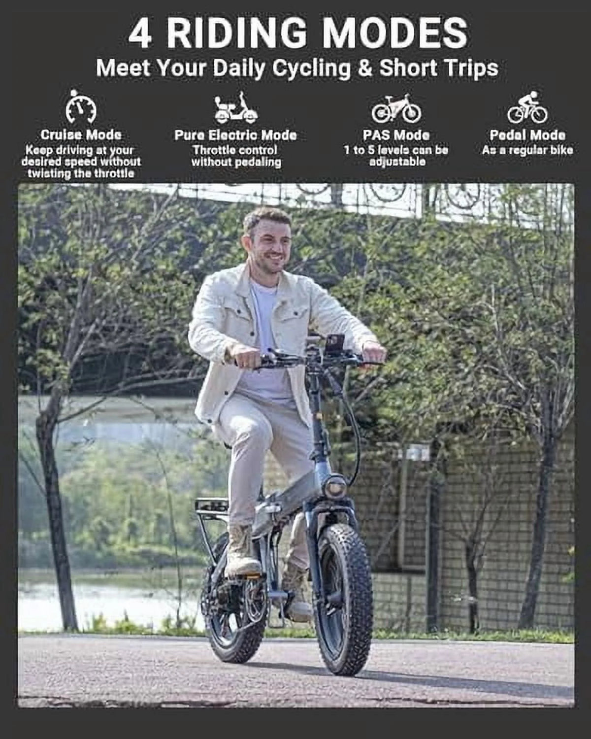 Luckeep X1 Lite Foldable Electric Bike for Adults 1500W Peak Motor,720WH Removable Battery,28MPH 60 Miles Long Range,20"*4" Fat Tire All-Terrain E-bike with Front Suspension,Mountain Electric Bicycle