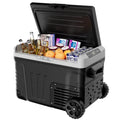Simzlife 12V Car Refrigerator, 37QT Electric Cooler DC/AC, -4 ~68, RV Freezer Fridge Cooler with Wheels & 2 Baskets