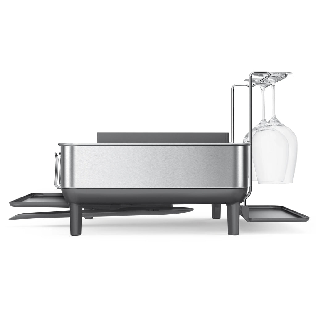 simplehuman Kitchen Dish Drying Rack, Fingerprint-Proof Stainless Steel Frame, Grey Plastic