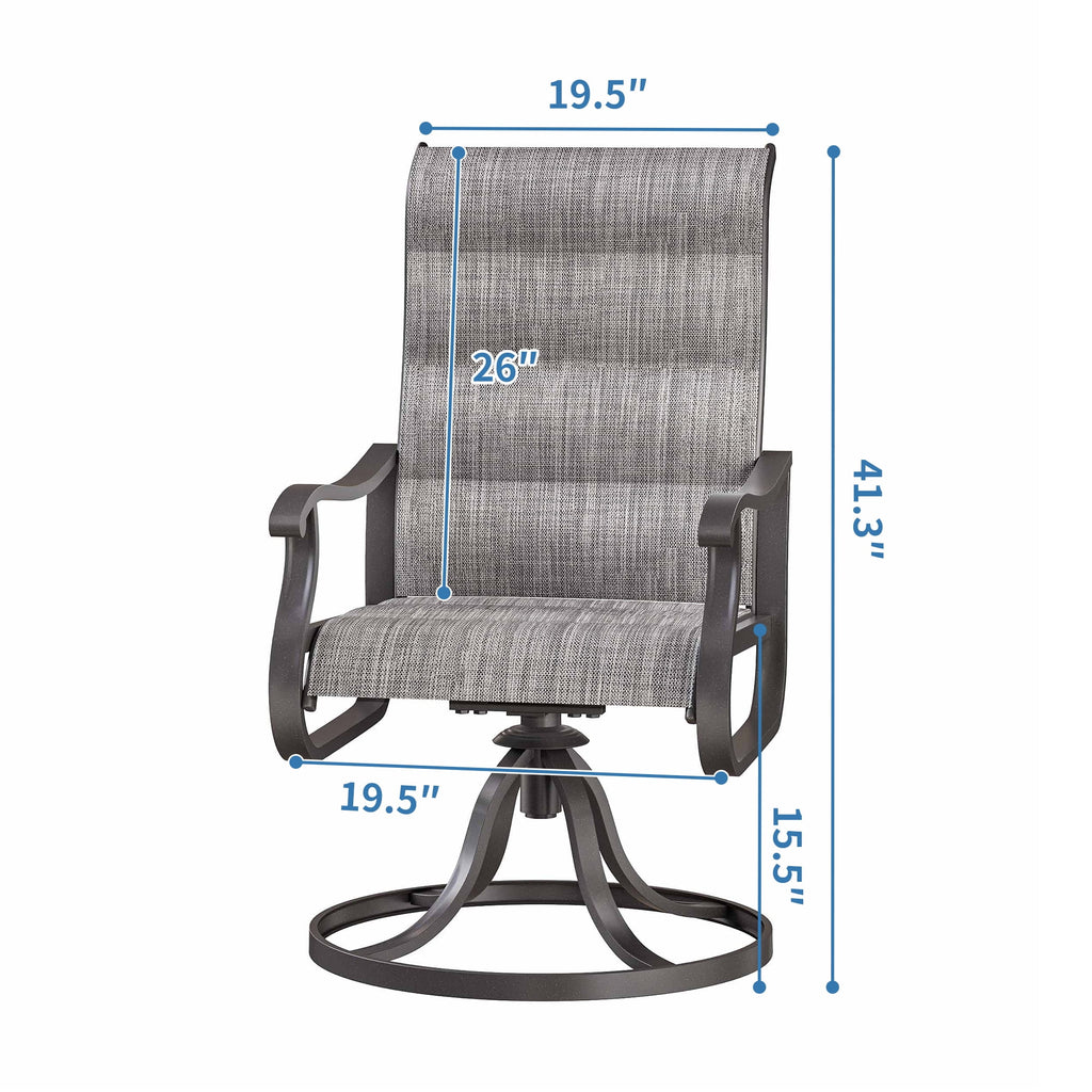 ELPOSUN Patio Swivel Chairs Set of 2, Outdoor Dining Chairs High Back All Weather Breathable Textilene Outdoor Swivel Chairs with Metal Rocking Frame for Lawn Garden Backyard Deck, Khaki