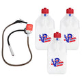 VP Racing 35221-CA, 5.5-Gallon Square Motorsport Jug Patriotic (3 Pack), w/Utility Jug Battery Powered Fuel Transfer Pump (1 Pack)