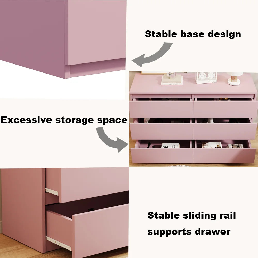 Aukfa Modern 6-Drawer Dresser Chest of Drawers Storage Cabinet for Bedroom Living Room, Green