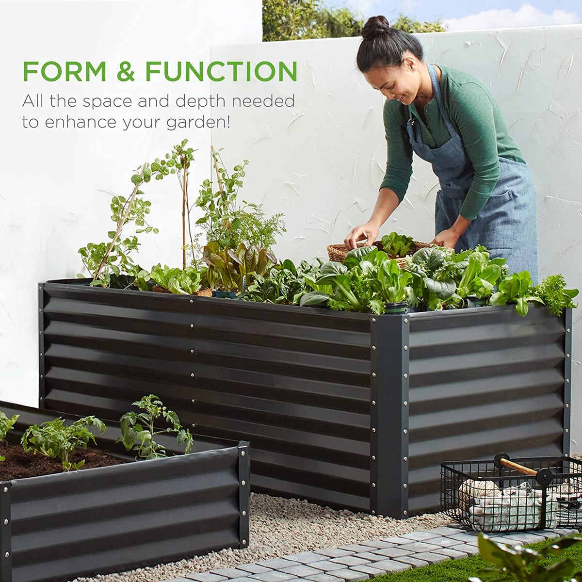 Gloaa 6x3x2ft Outdoor Metal Raised Garden Bed, Deep Root Box Planter for Vegetables, Flowers, Herbs, and Succulents w/ 269 Gallon Capacity Sage Green