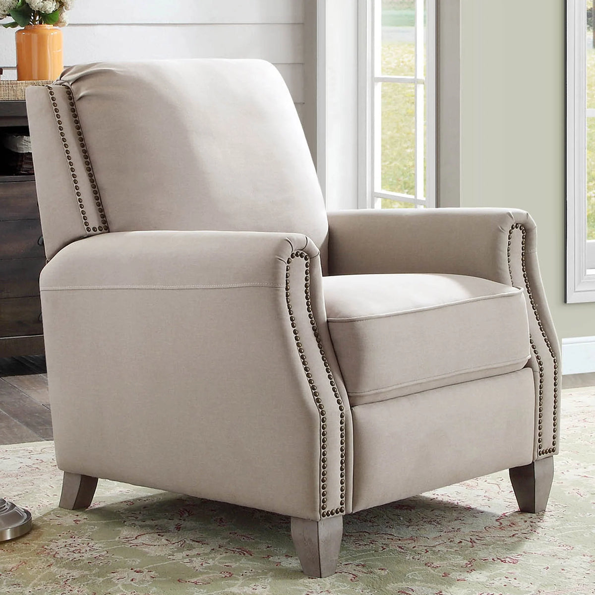 Better Homes and Gardens Pushback Recliner, Taupe Fabric Upholstery
